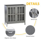 Buffet/meuble de rangement Kleankin avec 2 portes transparentes, gris, idéal pour la cuisine ou l'entrée.