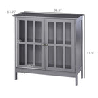 Buffet/meuble de rangement Kleankin avec 2 portes transparentes, gris, idéal pour la cuisine ou l'entrée.
