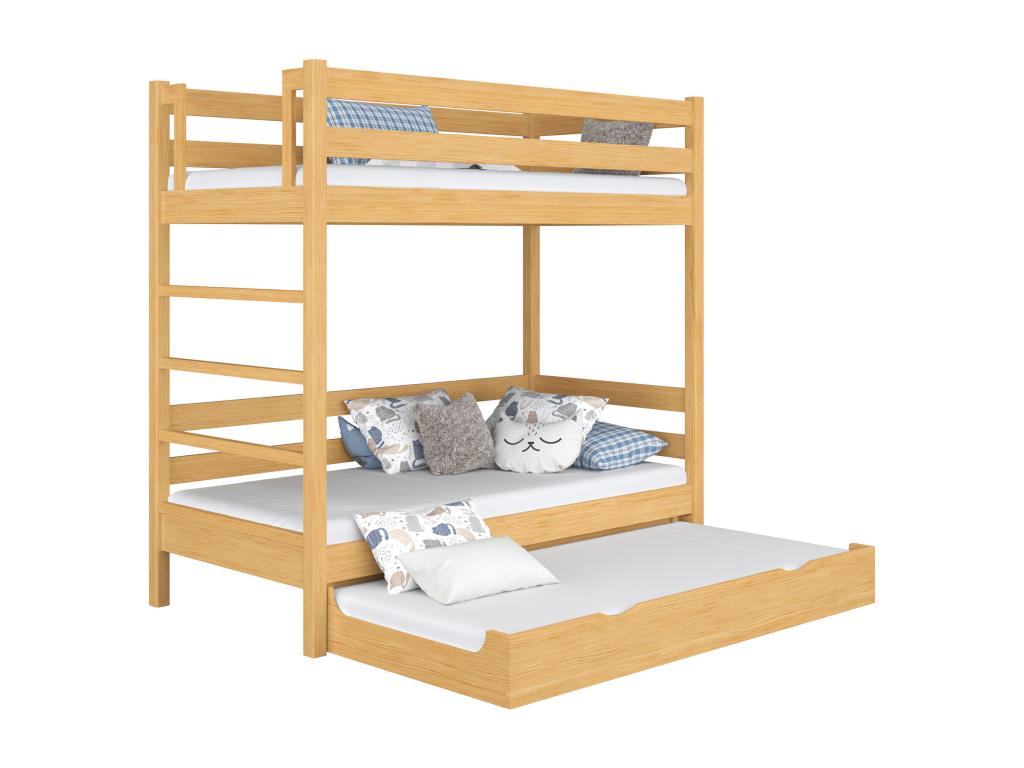 Lit superpos¨¦ en bois - avec tiroir pour matelas N03 Pin Naturel 90x180