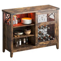 Meuble bar à vin avec porte coulissante de rangement et éclairage LED - 42 pouces