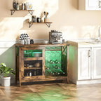 Meuble bar à vin avec porte coulissante de rangement et éclairage LED - 42 pouces