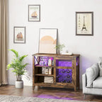 Meuble bar à vin avec porte coulissante de rangement et éclairage LED - 42 pouces