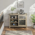 Meuble bar à vin avec porte coulissante de rangement et éclairage LED - 42 pouces