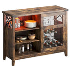 Meuble bar à vin avec porte coulissante de rangement et éclairage LED - 42 pouces