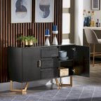Buffet Cheyenne finition noire avec base en métal doré par iNSPIRE Q Modern