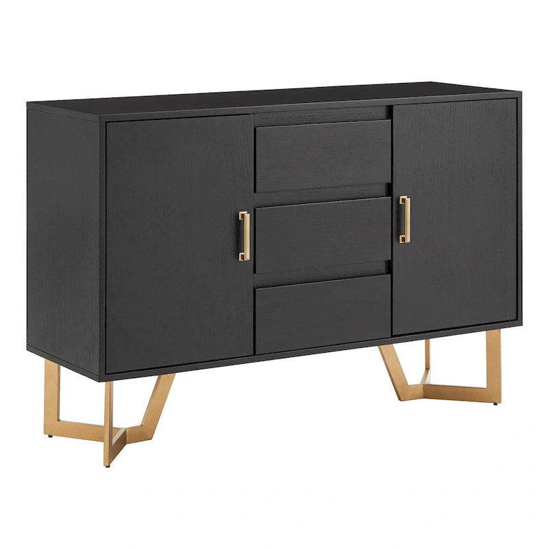 Buffet Cheyenne finition noire avec base en métal doré par iNSPIRE Q Modern