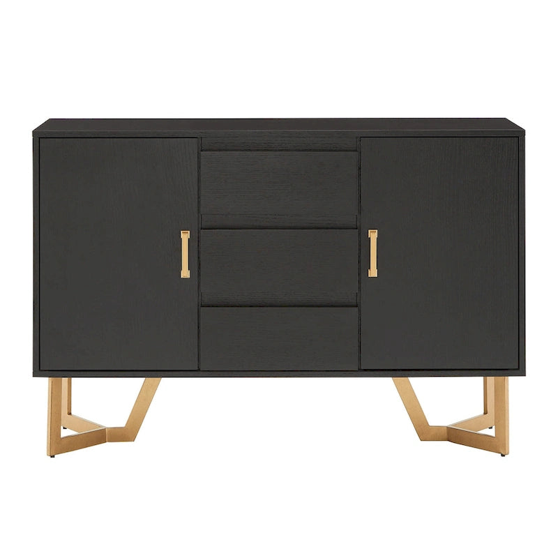 Buffet Cheyenne finition noire avec base en métal doré par iNSPIRE Q Modern