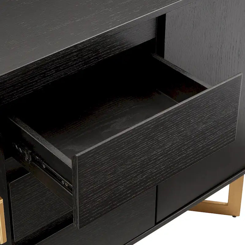 Buffet Cheyenne finition noire avec base en métal doré par iNSPIRE Q Modern