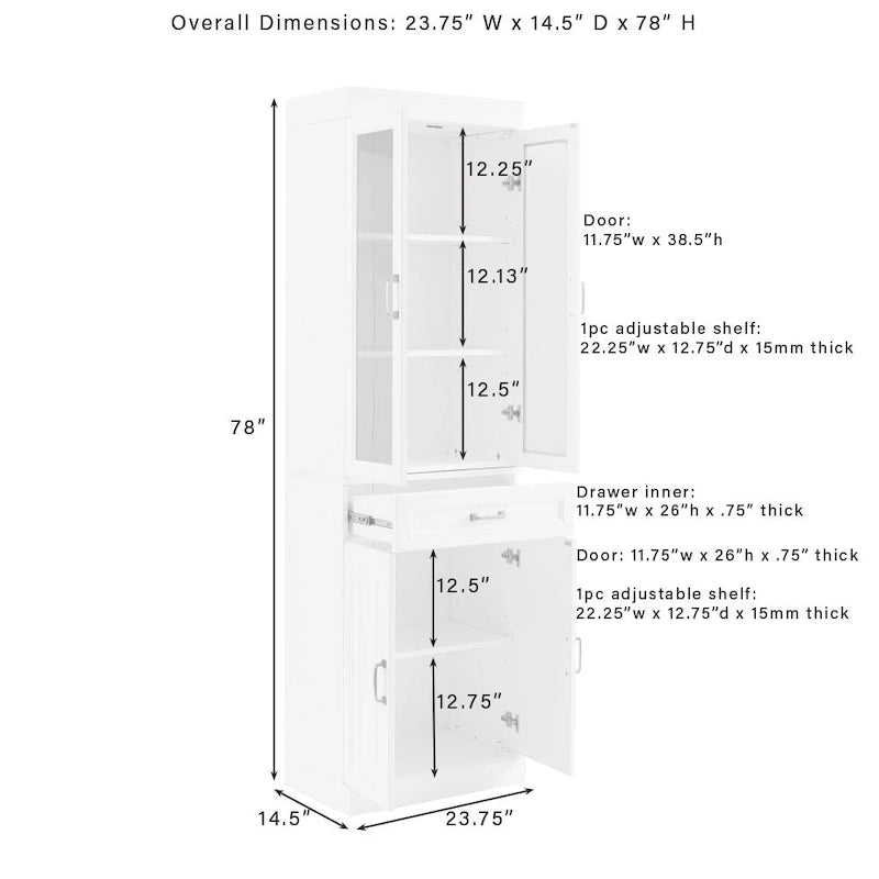 Garde-manger à porte vitrée Crosley Stanton - 14,5 x 23,75 x 78