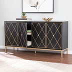 Meubles SEI Maubert, armoire contemporaine en bois avec détails dorés