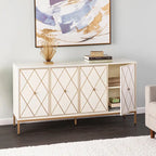 Meubles SEI Maubert, armoire contemporaine en bois avec détails dorés