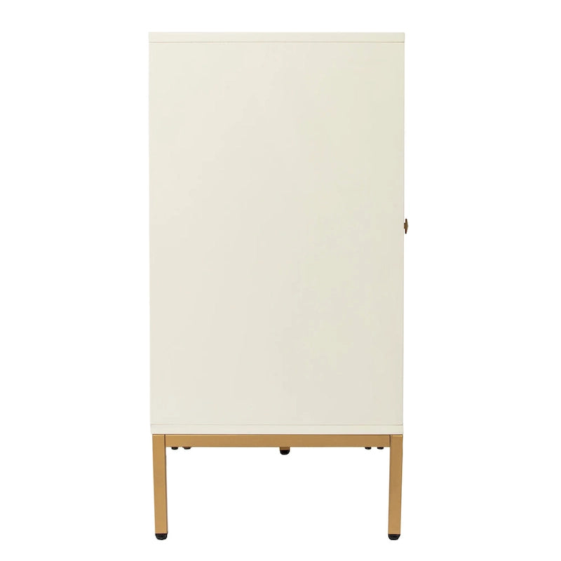 Meubles SEI Maubert, armoire contemporaine en bois avec détails dorés
