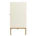 Meubles SEI Maubert, armoire contemporaine en bois avec détails dorés