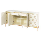 Meubles SEI Maubert, armoire contemporaine en bois avec détails dorés