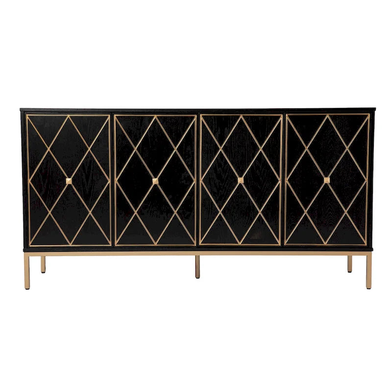Meubles SEI Maubert, armoire contemporaine en bois avec détails dorés