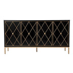 Meubles SEI Maubert, armoire contemporaine en bois avec détails dorés