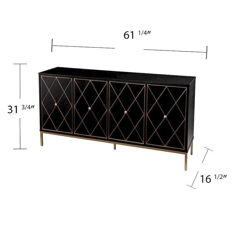 Meubles SEI Maubert, armoire contemporaine en bois avec détails dorés