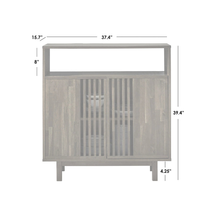 Buffet Lifestorey Vohl à lattes, finition noyer, style milieu du siècle