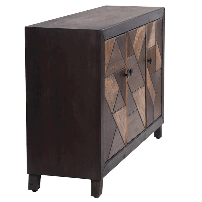 Crédence 3 portes couleur expresso à motif chevron décalé
