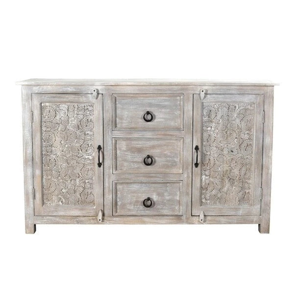 Buffet à deux portes, finition antique, fait main (Inde)