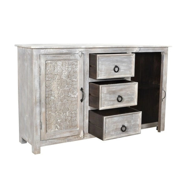 Buffet à deux portes, finition antique, fait main (Inde)