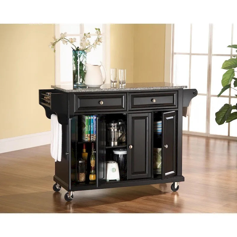 Îlot/chariot de cuisine Crosley avec plateau en granit noir massif - 45,7 cm (P) x 131 cm (L) x 91,4 cm (H)