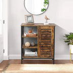 Armoire de rangement à 3 étagères et 1 porte en bois manufacturé finition noyer