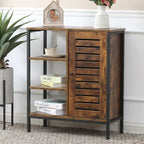 Armoire de rangement à 3 étagères et 1 porte en bois manufacturé finition noyer
