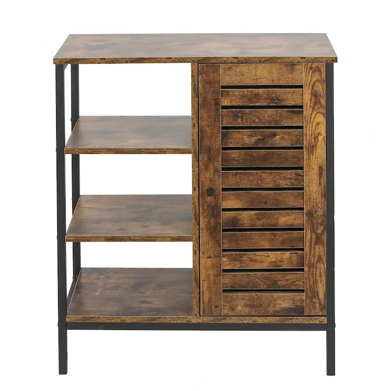 Armoire de rangement à 3 étagères et 1 porte en bois manufacturé finition noyer