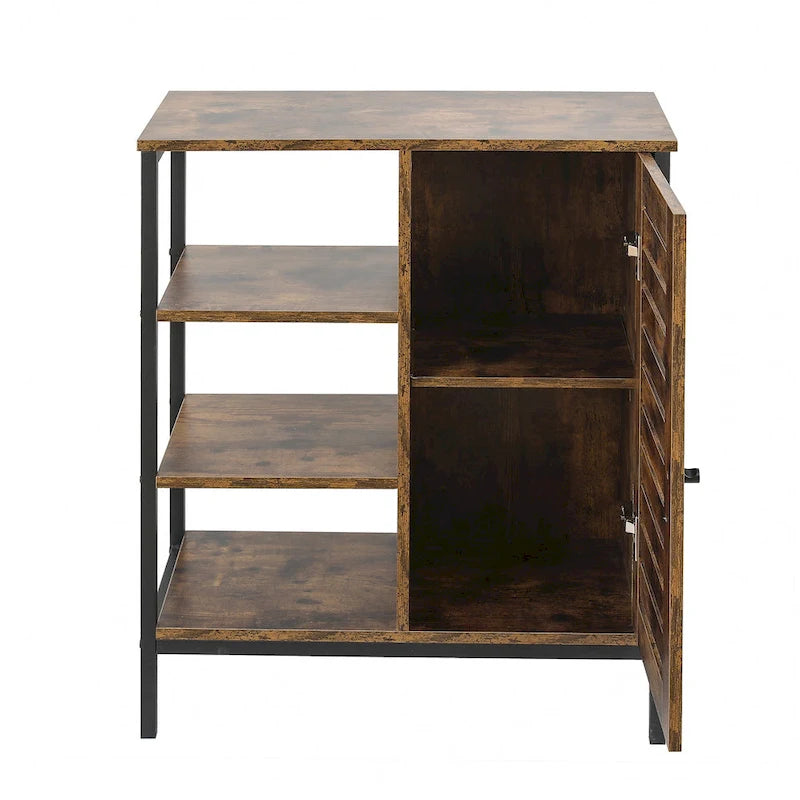 Armoire de rangement à 3 étagères et 1 porte en bois manufacturé finition noyer