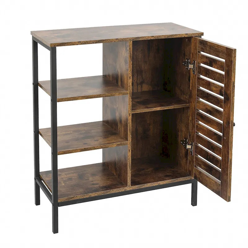 Armoire de rangement à 3 étagères et 1 porte en bois manufacturé finition noyer