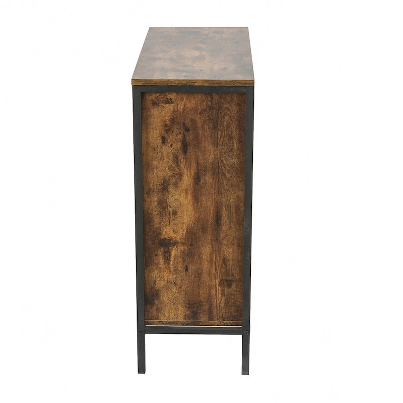 Armoire de rangement à 3 étagères et 1 porte en bois manufacturé finition noyer