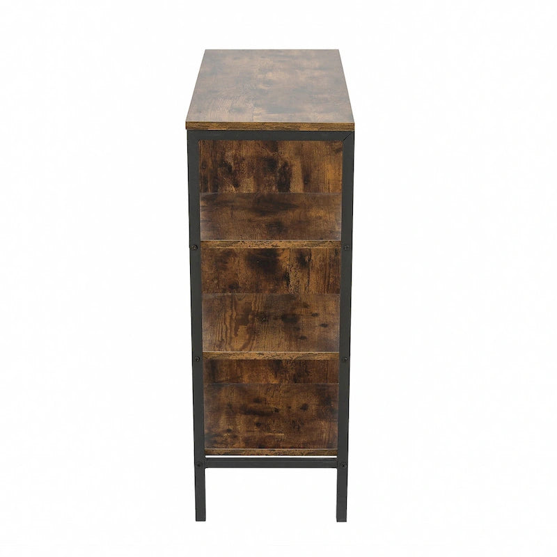 Armoire de rangement à 3 étagères et 1 porte en bois manufacturé finition noyer