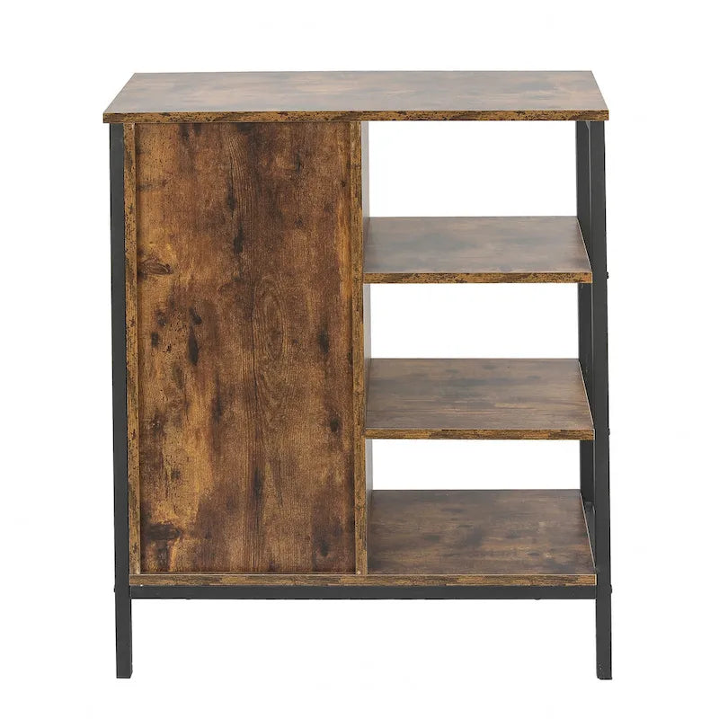 Armoire de rangement à 3 étagères et 1 porte en bois manufacturé finition noyer