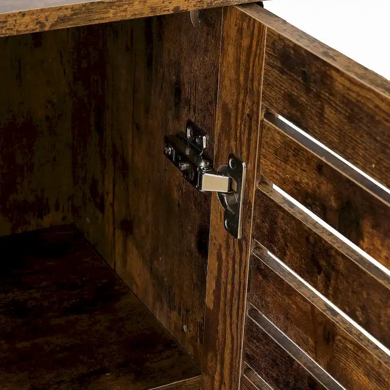 Armoire de rangement à 3 étagères et 1 porte en bois manufacturé finition noyer