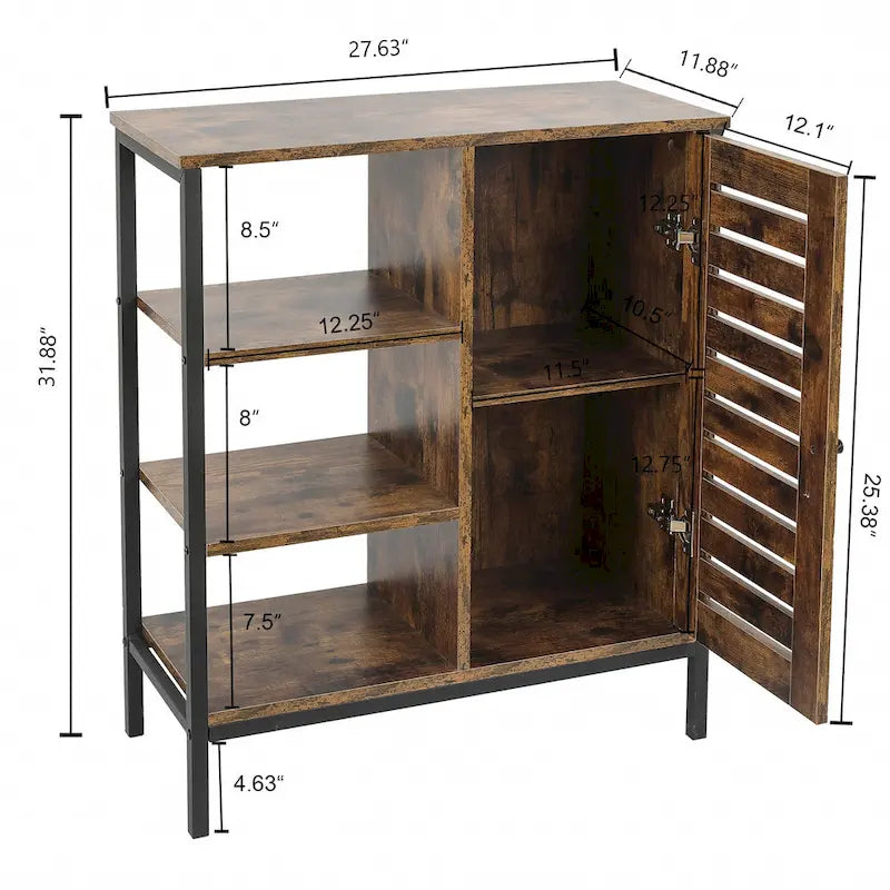 Armoire de rangement à 3 étagères et 1 porte en bois manufacturé finition noyer