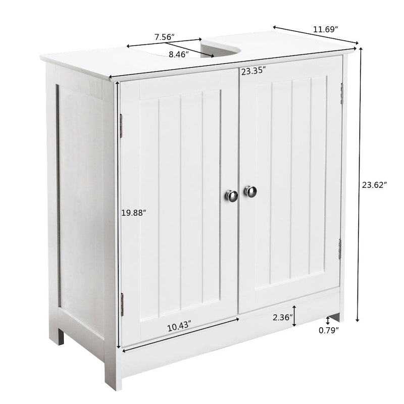 Meuble-lavabo mural en bois de 23 pouces avec rangement et 2 portes au sol