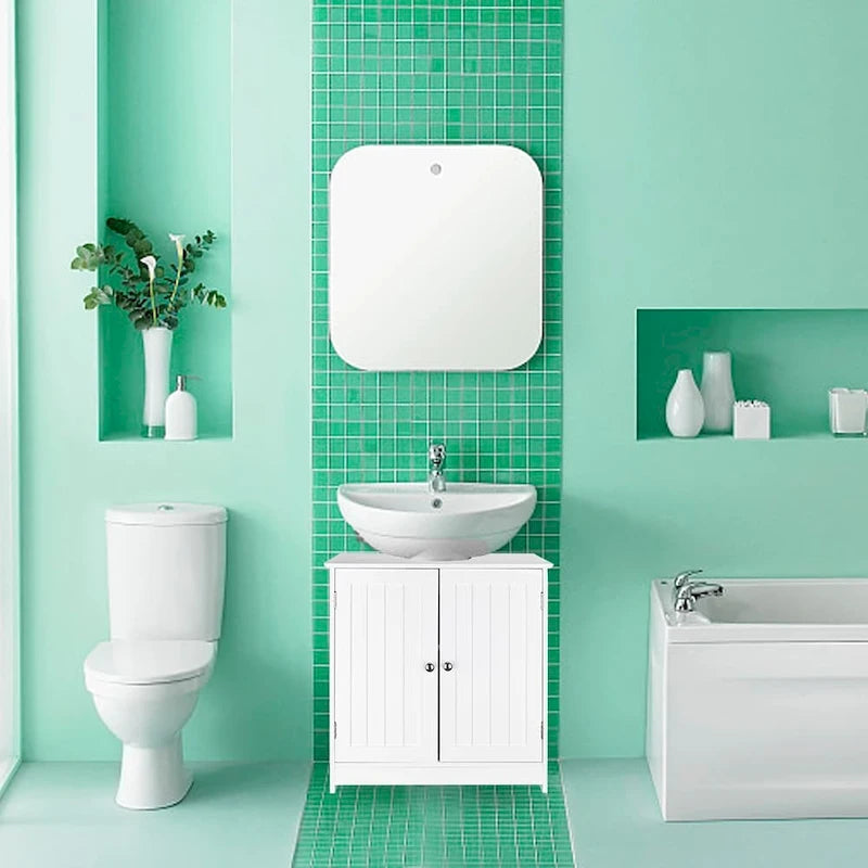 Meuble-lavabo mural en bois de 23 pouces avec rangement et 2 portes au sol