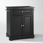 Îlot de cuisine mobile Crosley Alexandria, plateau en granit noir massif, finition noire - 45,7 cm (P) x 78,7 cm (L) x 85,1 cm (H)