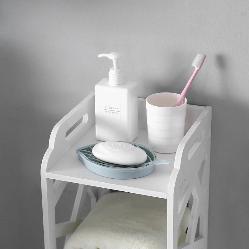 Meuble de rangement latéral autoportant à 3 niveaux pour salle de bain