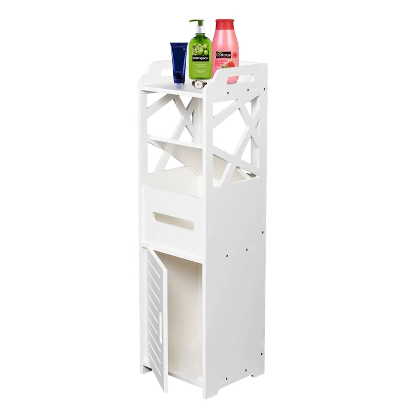 Meuble de rangement latéral autoportant à 3 niveaux pour salle de bain