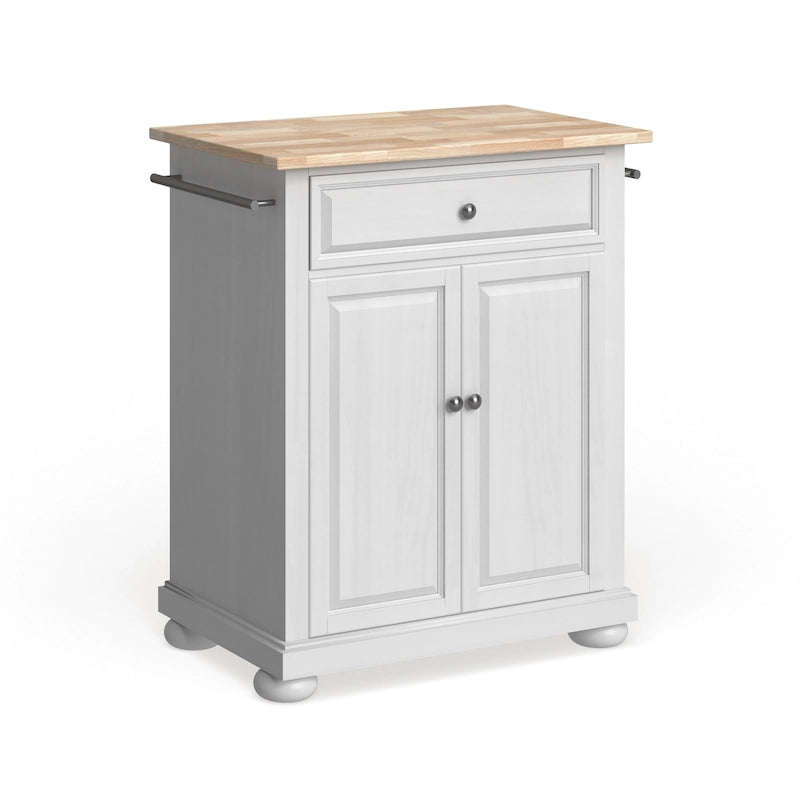 Îlot de cuisine mobile Crosley Alexandria avec plateau en bois, finition blanche - 45,7 cm (P) x 78,7 cm (L) x 85,1 cm (H)