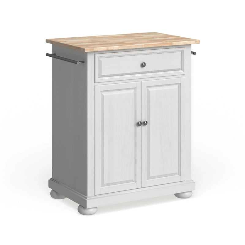 Îlot de cuisine mobile Crosley Alexandria avec plateau en bois, finition blanche - 45,7 cm (P) x 78,7 cm (L) x 85,1 cm (H)
