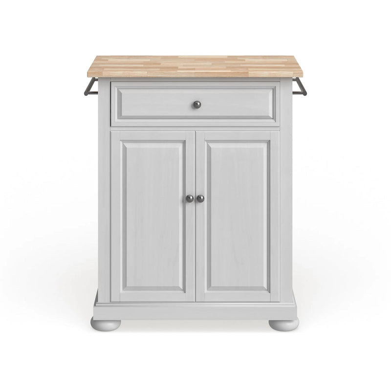 Îlot de cuisine mobile Crosley Alexandria avec plateau en bois, finition blanche - 45,7 cm (P) x 78,7 cm (L) x 85,1 cm (H)