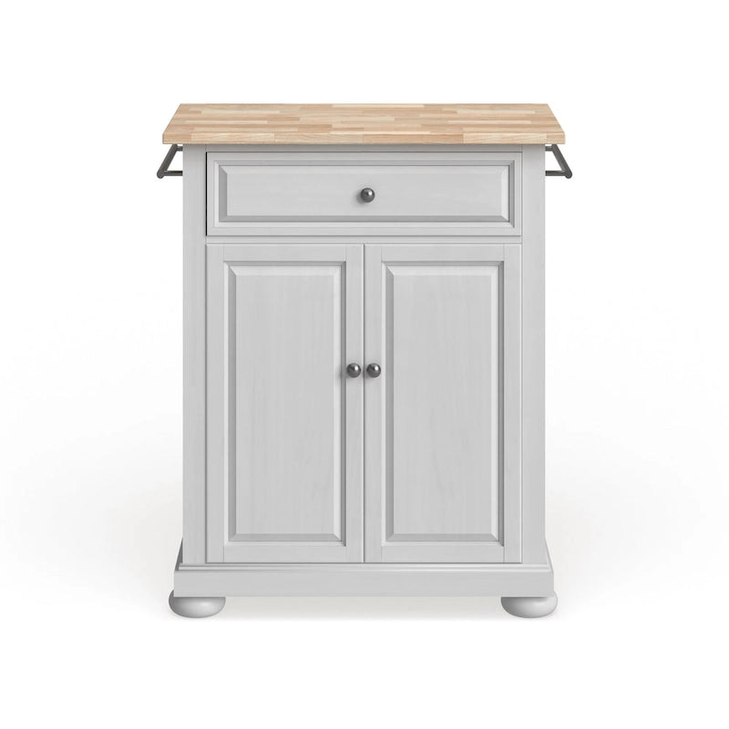 Îlot de cuisine mobile Crosley Alexandria avec plateau en bois, finition blanche - 45,7 cm (P) x 78,7 cm (L) x 85,1 cm (H)