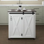 Chariot de cuisine SEI Furniture Lankershim, style ferme moderne, en bois blanc