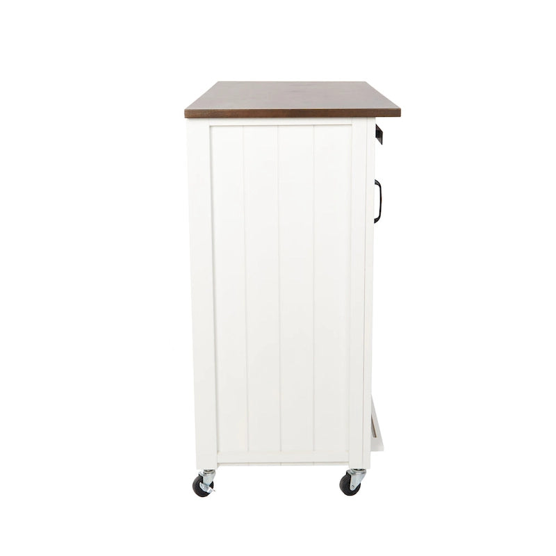 Chariot de cuisine SEI Furniture Lankershim, style ferme moderne, en bois blanc