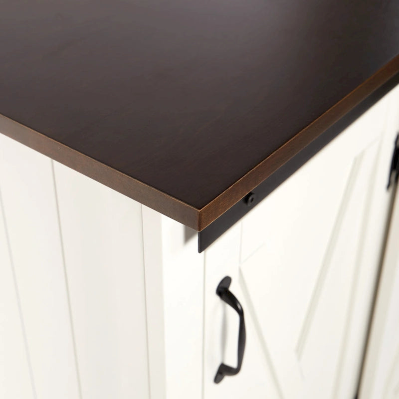 Chariot de cuisine SEI Furniture Lankershim, style ferme moderne, en bois blanc