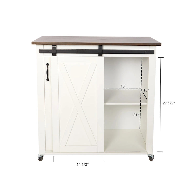 Chariot de cuisine SEI Furniture Lankershim, style ferme moderne, en bois blanc