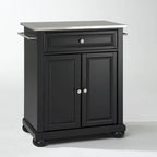 Îlot de cuisine mobile Crosley Alexandria, plateau en acier inoxydable noir - 45,7 cm (P) x 78,7 cm (L) x 90,2 cm (H)
